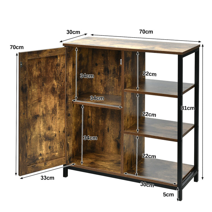 Industrial Style Storage Solution - Freestanding Cupboard with Added 3 Side Shelves - Ideal for Home or Office Use