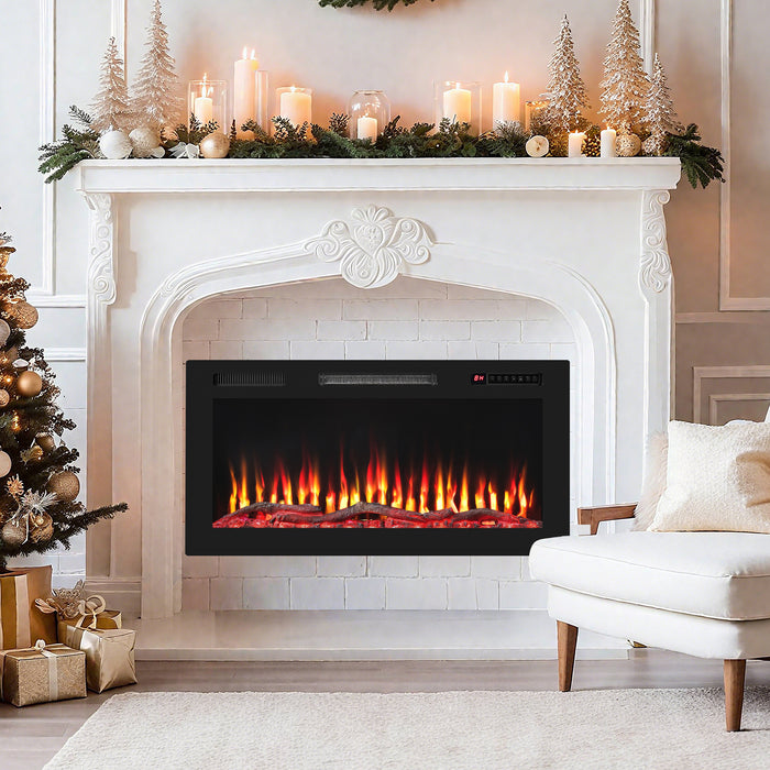 91cm Electric Fireplace with Remote and Multicolour Flame-