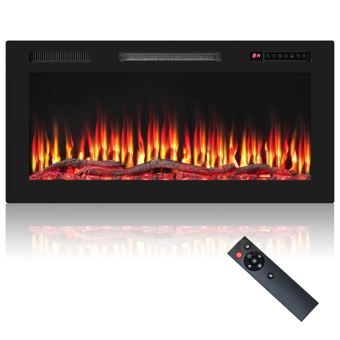 91cm Electric Fireplace with Remote and Multicolour Flame-