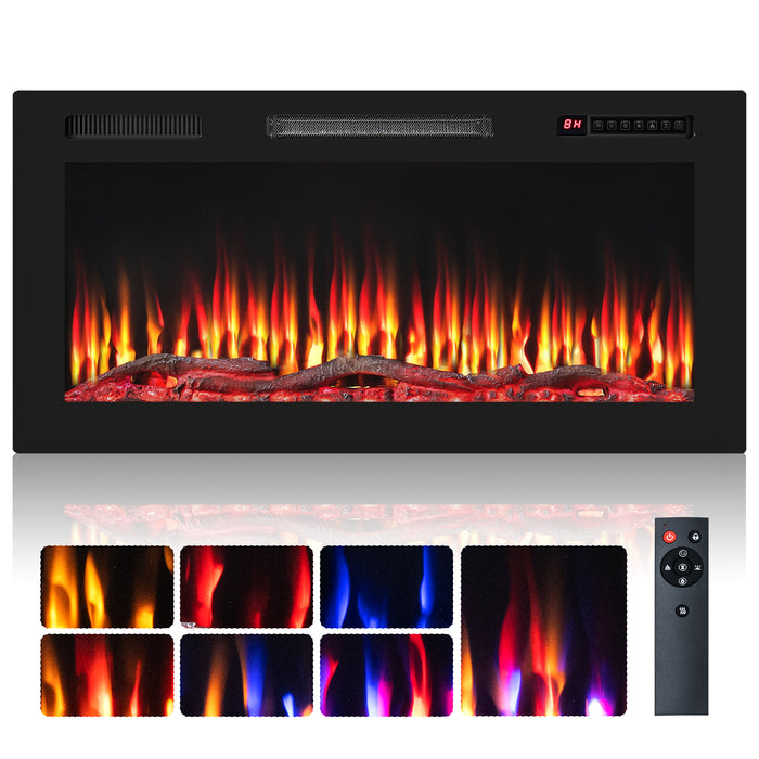 91cm Electric Fireplace with Remote and Multicolour Flame-