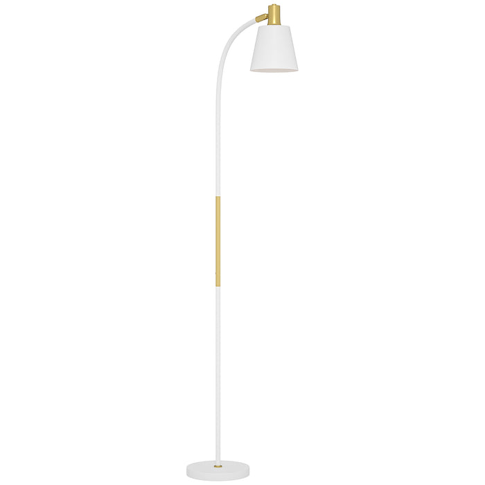 HOMCOM Floor Lamp for Living Room, Spotlight Reading Standing Lamp with Adjustable Height, Rocker on/off Switch, Indoor Task Lighting for Bedroom, Office,  White (Bulb not Included)