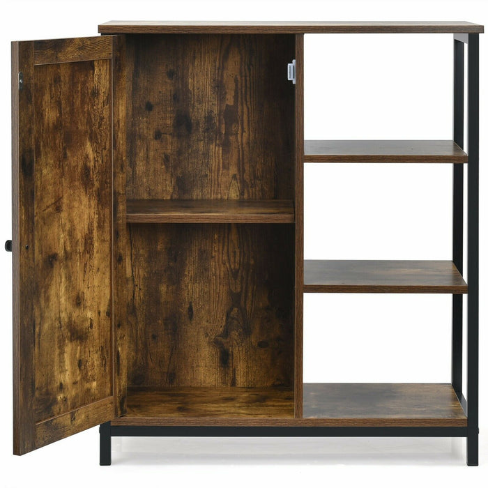 Industrial Style Storage Solution - Freestanding Cupboard with Added 3 Side Shelves - Ideal for Home or Office Use