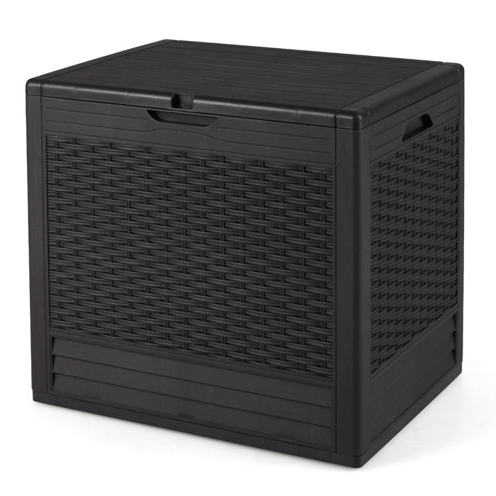 96 L Outdoor Storage Box with Rattan Patterns and Lockable Lid-