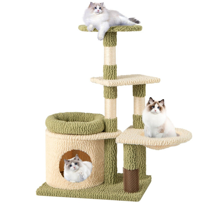 97 cm Multi-Level Tall Cat Tree with Condo and Bed-