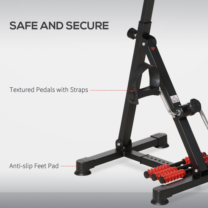 HOMCOM Portable Exercise Bike for Home Pedal Exerciser Height-adjustable 56L x 44- 56W x 75- 97H cm Black and Red