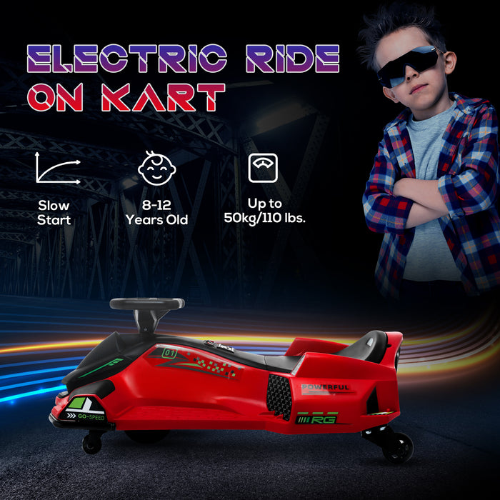 HOMCOM 12V Kids Electric Go Kart with Music, LED Lights, Slow Start, Red | Aosom UK
