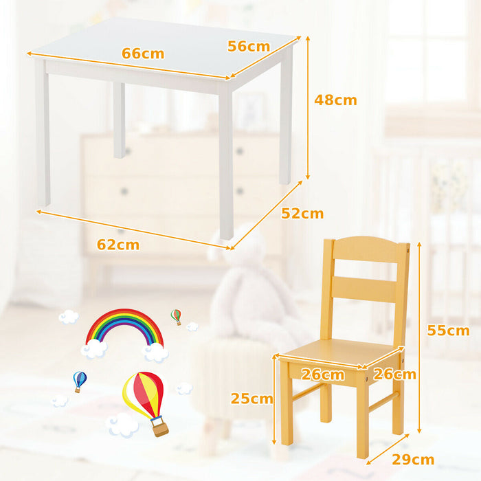 Children Wooden Table and 4 Chairs for Preschool Girls and Boys-