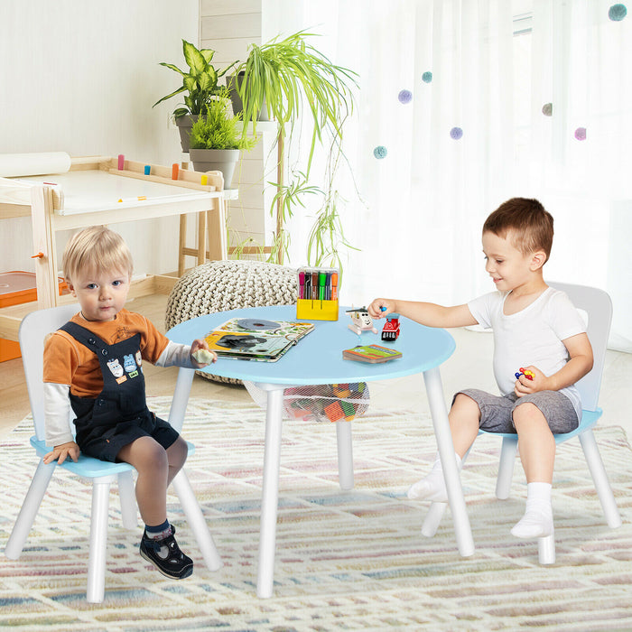 3pcs Wooden Kid's Activity Table Set with Mesh Storage-