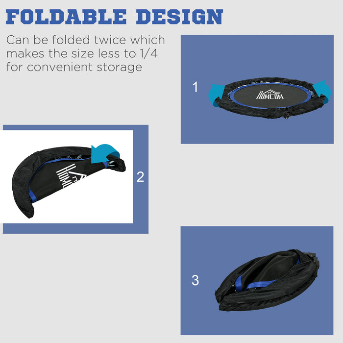 Foldable 40" Mini Fitness Trampoline - Adjustable Foam Handle, Sturdy Rebounding Exercise Equipment - Ideal for Cardio Workouts & Home Gym