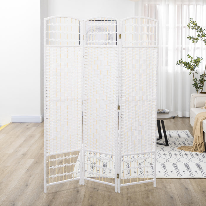 HOMCOM 3 Panel Folding Room Divider, Privacy Screen, Paravent Partition Separator for Living Room, Bedroom, White