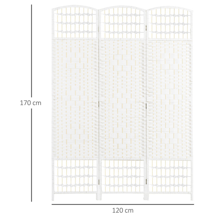 HOMCOM 3 Panel Folding Room Divider, Privacy Screen, Paravent Partition Separator for Living Room, Bedroom, White