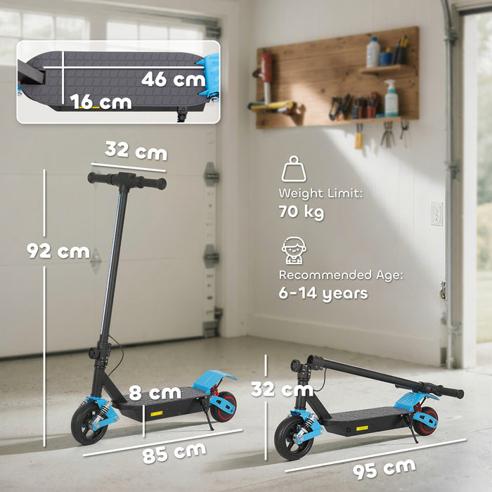AIYAPLAY Foldable Kids Electric Scooter with LCD Display, Dual Shock Absorption, Up to 15 KM/H, Max Range 6 KM for Age 6-14, Blue