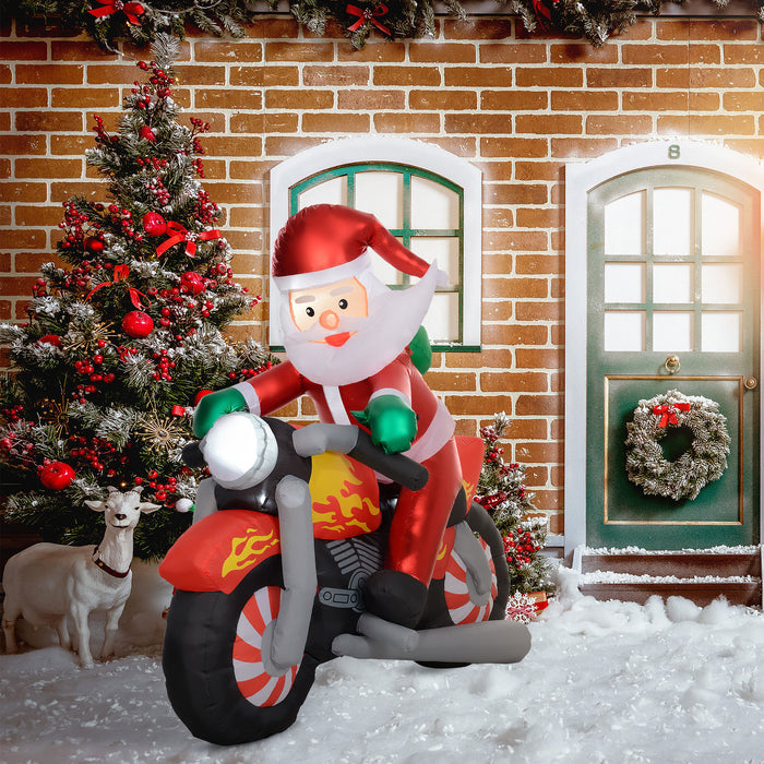 Outsunny 5.6ft Inflatable Santa Claus Motorcycle Decoration | Aosom UK