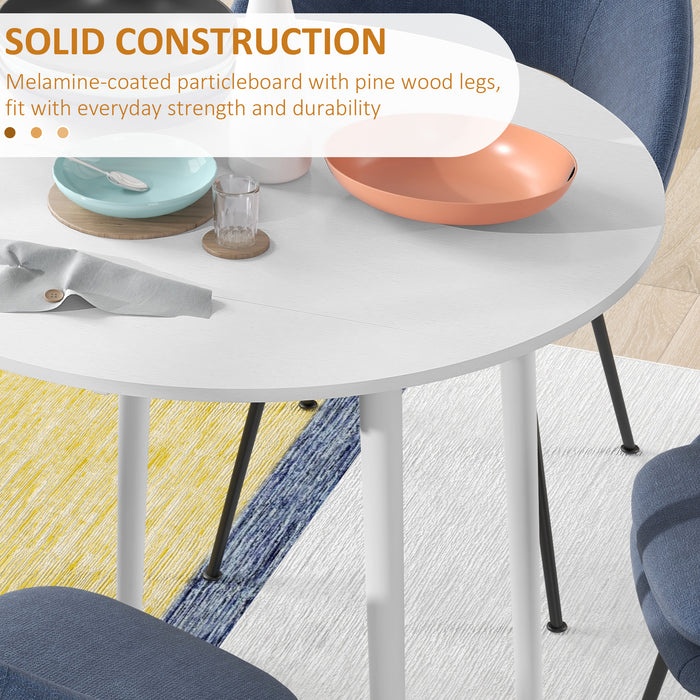 Round Drop-Leaf Folding Dining Table - Space-Saving Design with Sturdy Wooden Legs for Small Kitchens - Ideal for Dining Room and Apartments