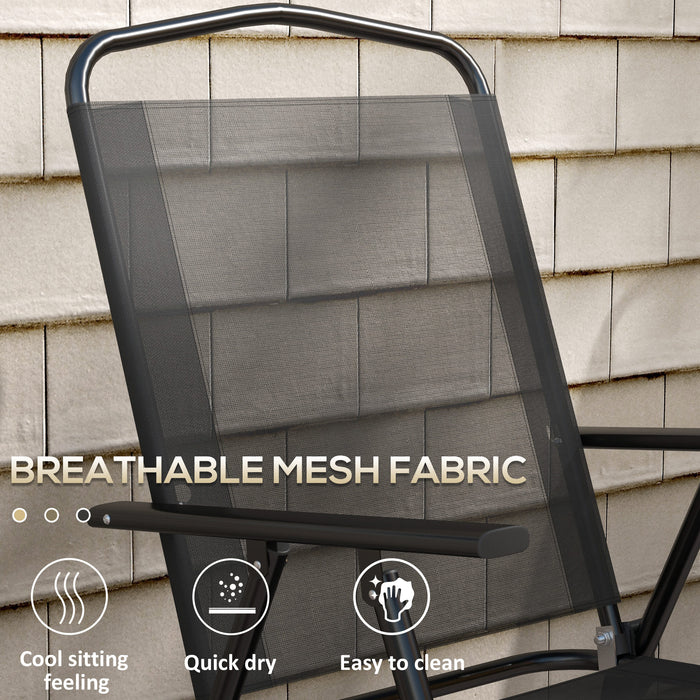 Outsunny Three-Piece Garden Seat Set, with Glass-Top Table - Black