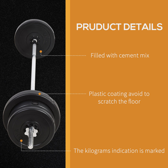 Adjustable 65kg Barbell and Dumbbell Set - 2 in 1 Free Weights with Knurled Grip Bar - Home Gym Equipment for Strength Training and Muscle Building