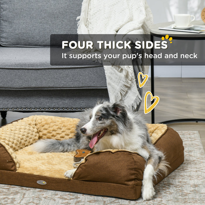 Calming Plush Dog Bed - Anti-Slip, Removable Cover Pet Mattress for Medium Dogs, 90x69x21cm - Comfort Solution for Restless Pets in Brown