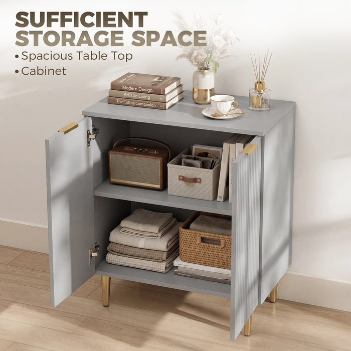 HOMCOM Sideboard Buffet Cabinet, Modern Kitchen Storage Cabinet with Adjustable Shelf and Metal Legs, Grey