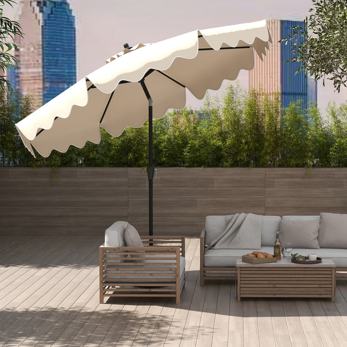 9 FT Outdoor Sun Umbrella with Crank Handle and Push Button Tilt-