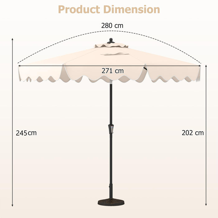 9 FT Outdoor Sun Umbrella with Crank Handle and Push Button Tilt-