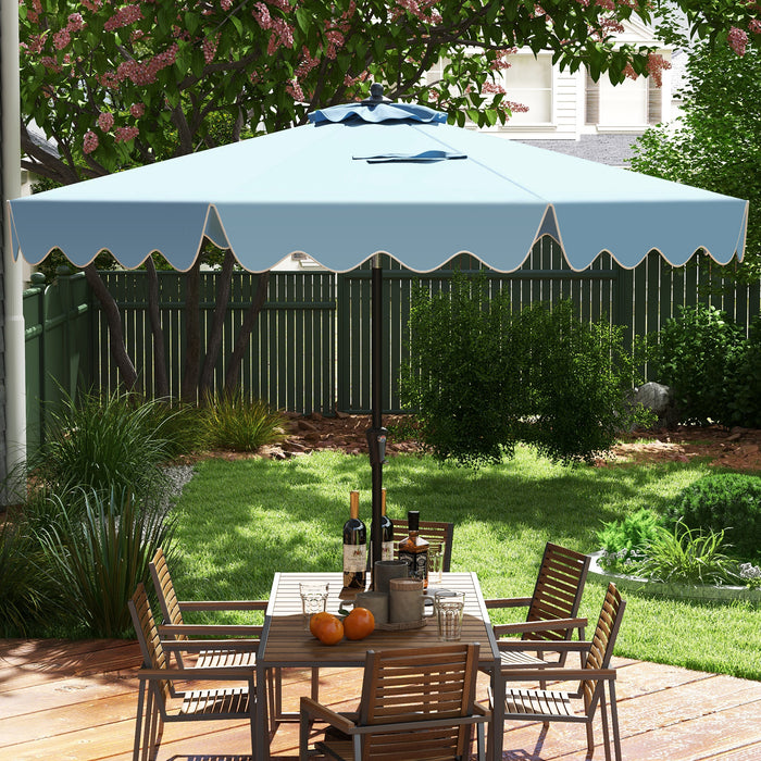 9 FT Outdoor Sun Umbrella with Crank Handle and Push Button Tilt-