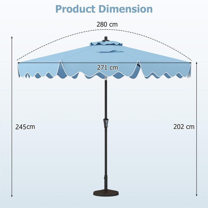 9 FT Outdoor Sun Umbrella with Crank Handle and Push Button Tilt-