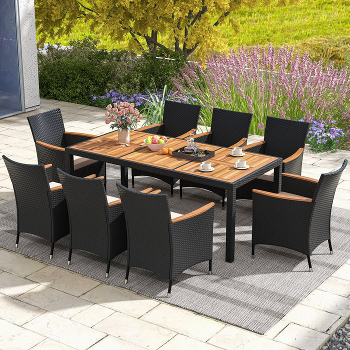 9 PCS Patio Dining Set for 8 Large Conversation Set with Umbrella Hole-