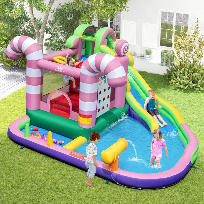 9-in-1 Inflatable Bounce House with Slide and Splash Pools