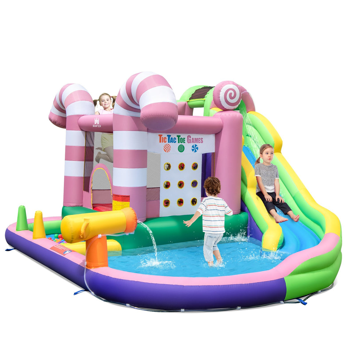 9-in-1 Inflatable Bounce House with Slide and Splash Pools