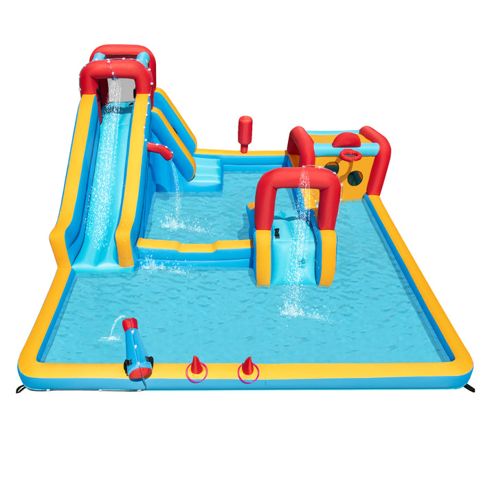 9-in-1 Inflatable Double Water Slide Park for Backyard