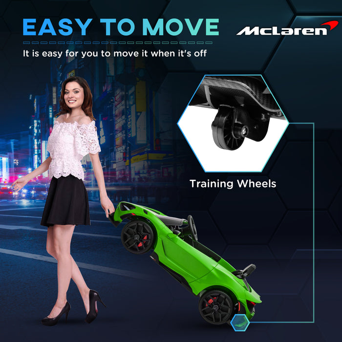 AIYAPLAY McLaren 765LT Licensed 12V Kids Electric Ride on Car with Butterfly Doors Remote Control Training Wheels Green | Aosom UK