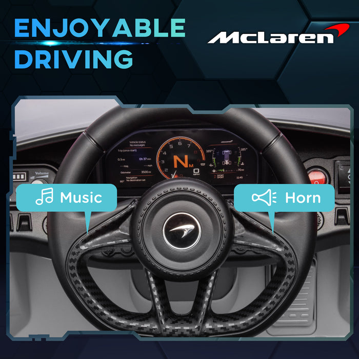 AIYAPLAY McLaren 765LT Licensed 12V Kids Electric Ride on Car with Butterfly Doors Remote Control Training Wheels Grey | Aosom UK