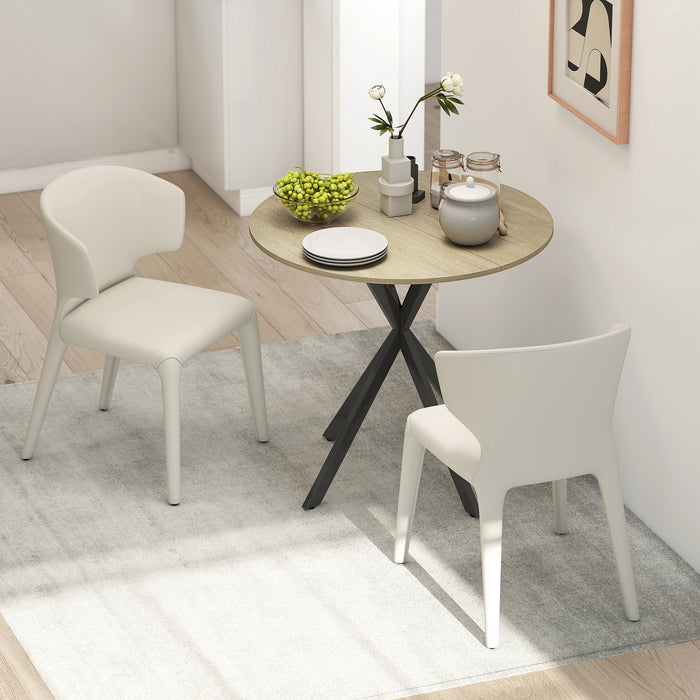 HOMCOM 80cm Industrial Round Dining Table - Oak