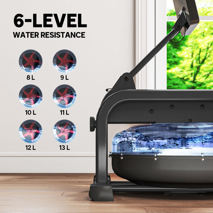 SPORTNOW Water Rowing Machine, Rowing Machines for Home Gym with Adjustable Resistance, Wheels, LCD Monitor and Elevated Tablet Holder, Vertical Storage, for Cardio Training