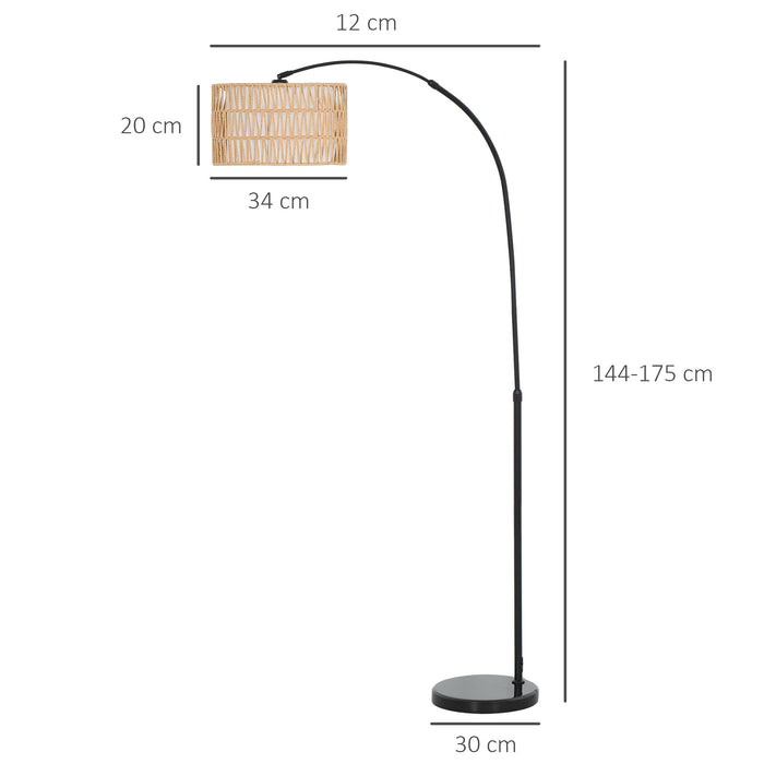 HOMCOM Floor Lamp for Living Room, Modern Standing Lamp with Dual-Layer Shade & Foot Switch, Height Adjustable Minimalist Tall Pole Lampshade for Bedroom, Office, Black