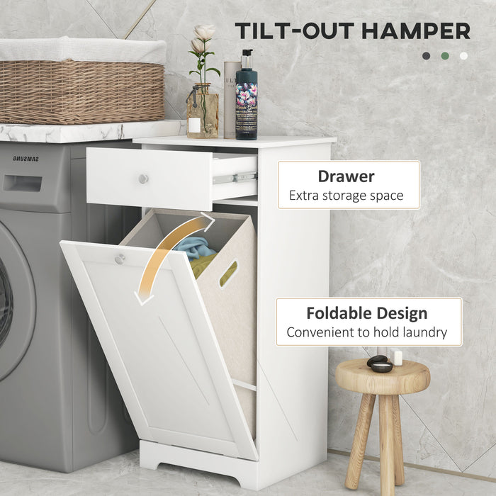 Bathroom Storage Organizer with Built-in Laundry Basket - Foldable Hamper and Drawer Unit for Tidying Washroom Essentials - Space-Saving Solution for Home Laundry Organization