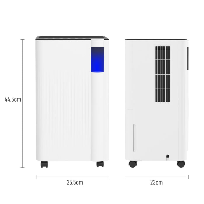 HOMCOM 12L/Day Dehumidifier with Continuous Drainage, 2L Water Tank, 24H Timer, Digital Humidity Display, Filter, Auto Defrost, Children Lock, Dehumidifier for Home Damp, Bedroom, Laundry Drying