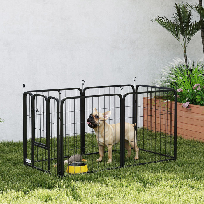PawHut 6 Panels Heavy Duty Dog Playpen with Secure Door, for Indoor Outdoor, for Garden, Camping, 60cm High