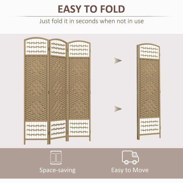 HOMCOM 3 Panel Folding Room Divider, Privacy Screen, Paravent Partition Separator for Living Room, Bedroom, Natural Wood