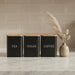 3-Piece Square Kitchen Canisters with Bamboo Lids for Coffee, Tea & Sugar