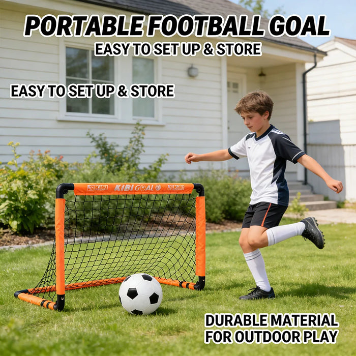 Portable Foldable Football Goal Set with Ball and Pump for Kids' Garden Play