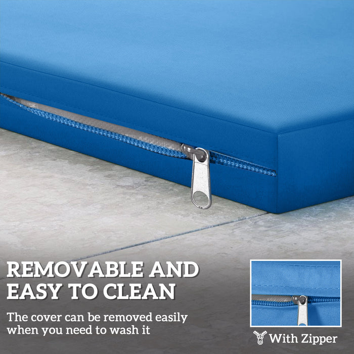 Outsunny Outdoor Seat Cushion Pads for Rattan Furniture, 3 PCs Garden Furniture Cushions,  Sky Blue