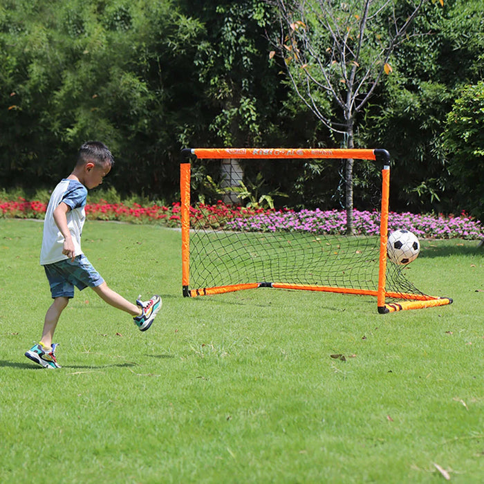 Portable Foldable Football Goal Set with Ball and Pump for Kids' Garden Play