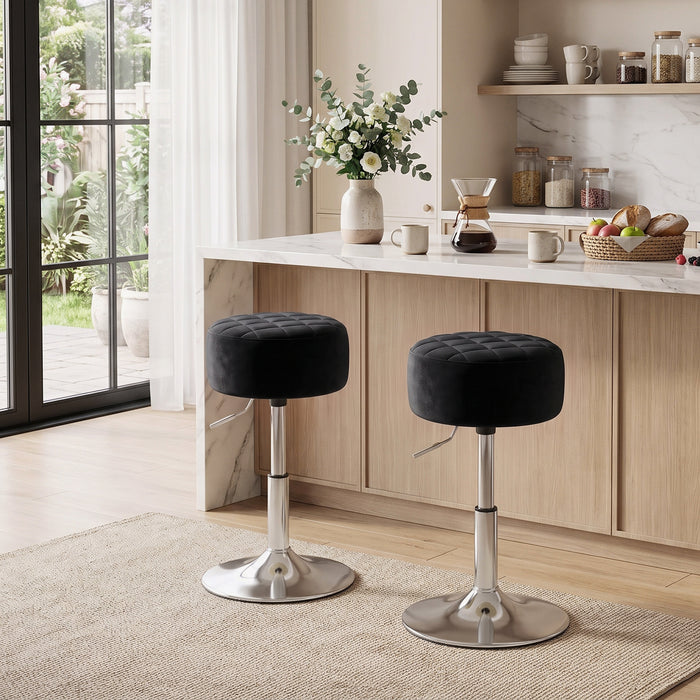 HOMCOM Bar Stool Adjustable Swivel Chair Velvet-Feel Seat 1 Piece, Black