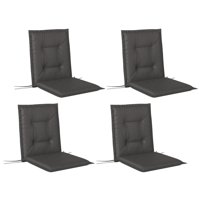 Outsunny Set of Four Padded Garden Seat Cushions - Charcoal Grey
