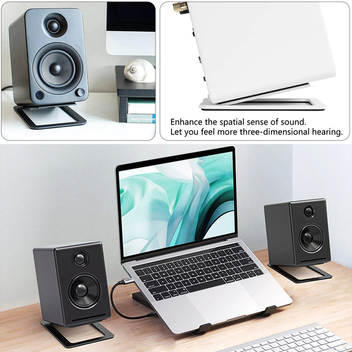 Desktop Speaker Stand — Carbon Steel Shock-Absorbing Base for Improved Sound