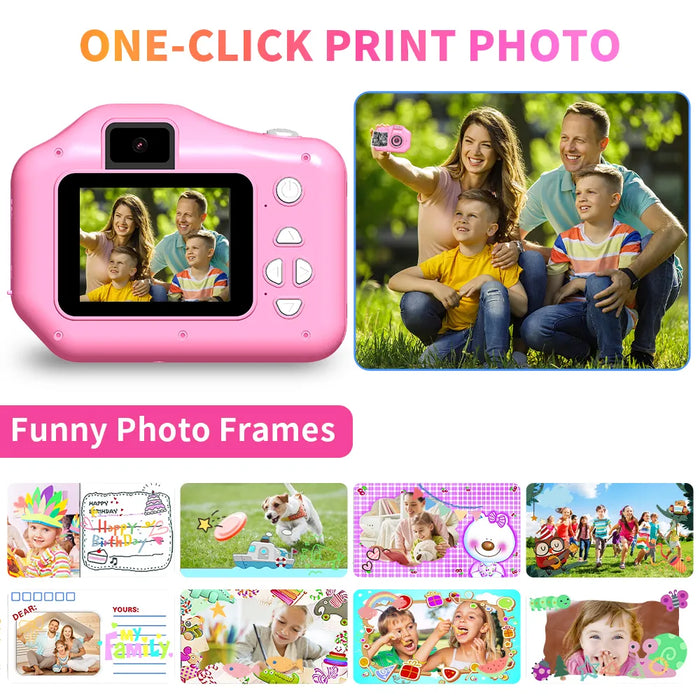 Kids Instant Print Digital Camera - Portable Fun Toy Camera with Video Function - Ideal Birthday Gift for Girls and Boys