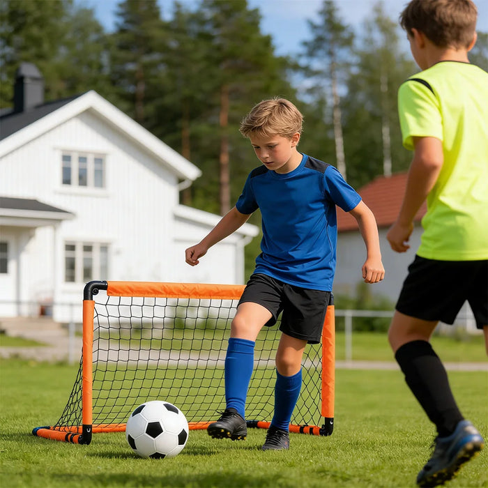 Portable Foldable Football Goal Set with Ball and Pump for Kids' Garden Play
