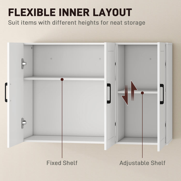 HOMCOM Bathroom Wall Cabinet, Wall Mounted Bathroom Cabinet, Over the Toilet Space Saver with Adjustable Shelves, White