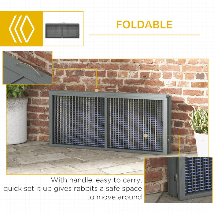 Wooden Grey Rabbit Hutch - Portable Foldable Bunny Cage with Weatherproof Roof - Ideal Outdoor Shelter for Pet Rabbits & Small Animals